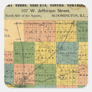 Map of McLean County, Illinois 1886 Square Sticker