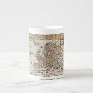 Map of Mediaeval Europe (by Willem Blaeu) Bone China Mug