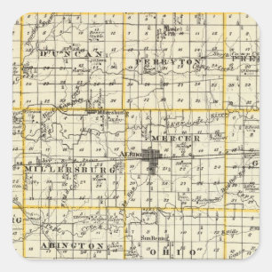 Map of Mercer County, Rock Island and Plano Square Sticker