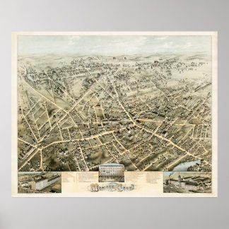 Map of Meriden, Connecticut from 1875 Poster