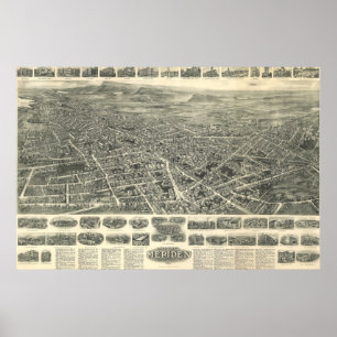 Map of Meriden Connecticut from 1918 Poster