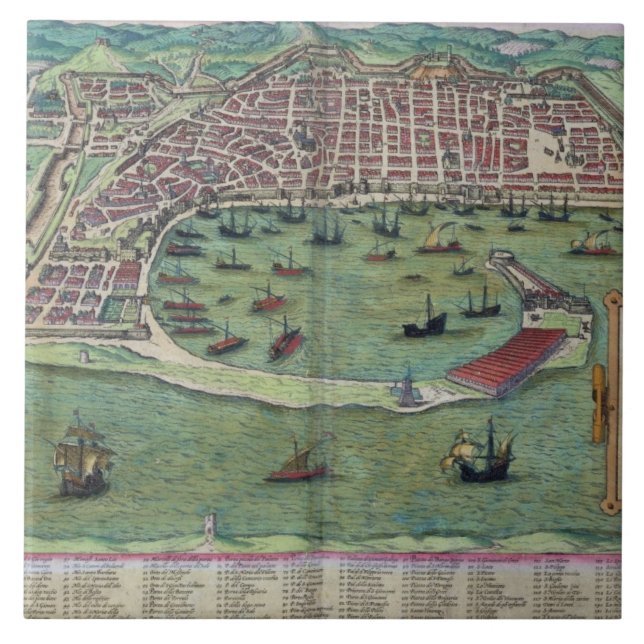 Map of Messina, from 'Civitates Orbis Terrarum' by Tile (Front)