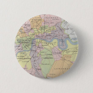 Map of Metropolitan Parliamentary Boroughs 6 Cm Round Badge