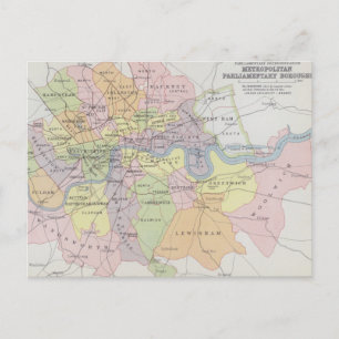 Map of Metropolitan Parliamentary Boroughs Postcard
