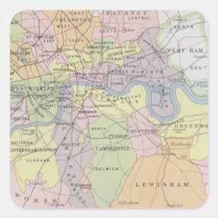 Map of Metropolitan Parliamentary Boroughs Square Sticker