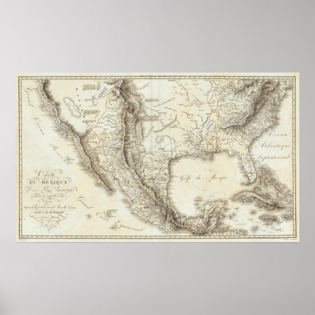 Map of Mexico and neighbouring countries Poster (Front)