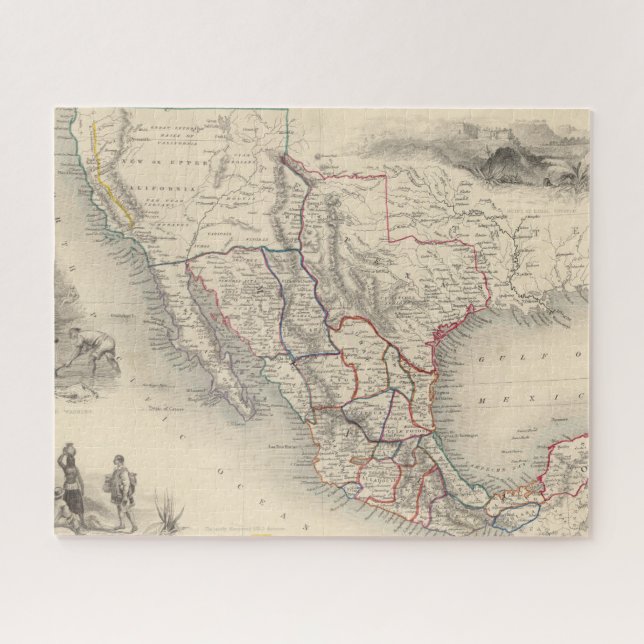 Map of Mexico, California and Texas Jigsaw Puzzle (Horizontal)