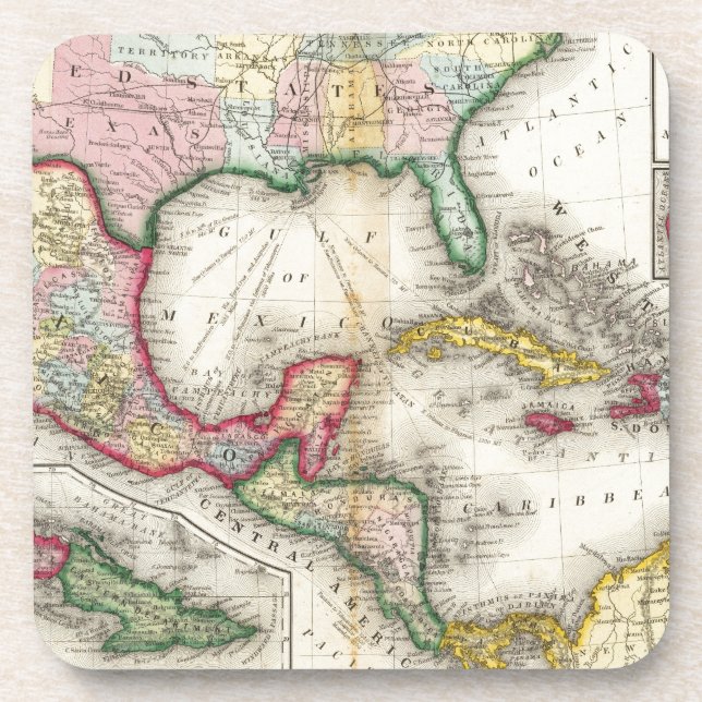Map Of Mexico, Central America Coaster (Front)