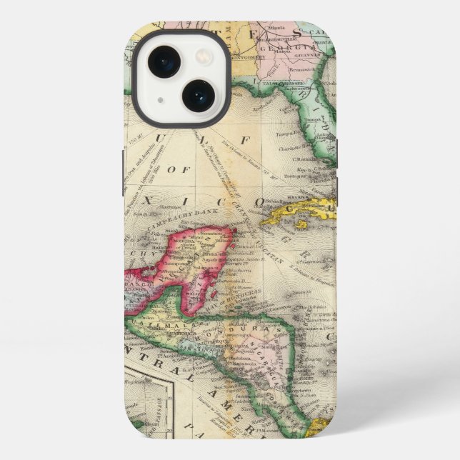 Map Of Mexico, Central America iPhone Case (Back)