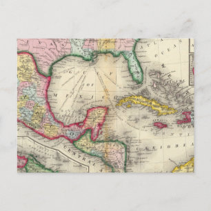 Map Of Mexico, Central America Postcard