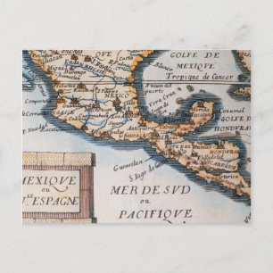 Map of Mexico or New Spain   1625 Postcard