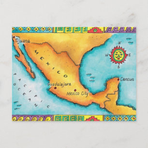 Map of Mexico Postcard