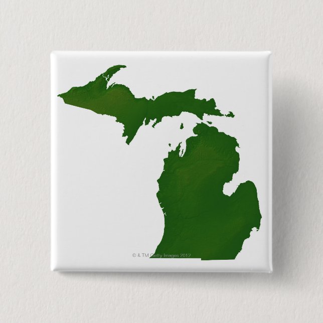 Map of Michigan 15 Cm Square Badge (Front)