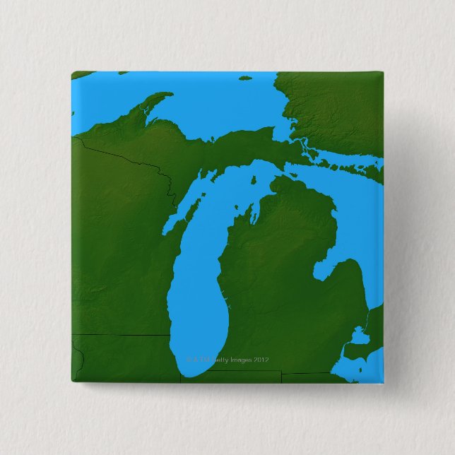 Map of Michigan 3 15 Cm Square Badge (Front)