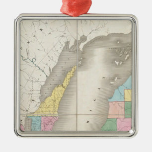 Map of Michigan & Part Of Wisconsin Territory Metal Ornament
