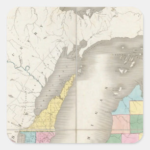 Map of Michigan & Part Of Wisconsin Territory Square Sticker