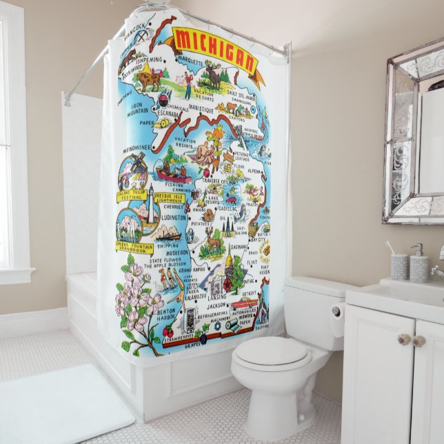 Map of Michigan Shower Curtain (In Situ)