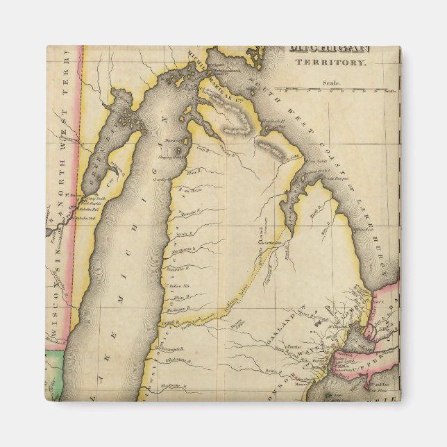 Map Of Michigan Territory Magnet (Front)