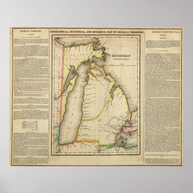 Map Of Michigan Territory Poster (Front)