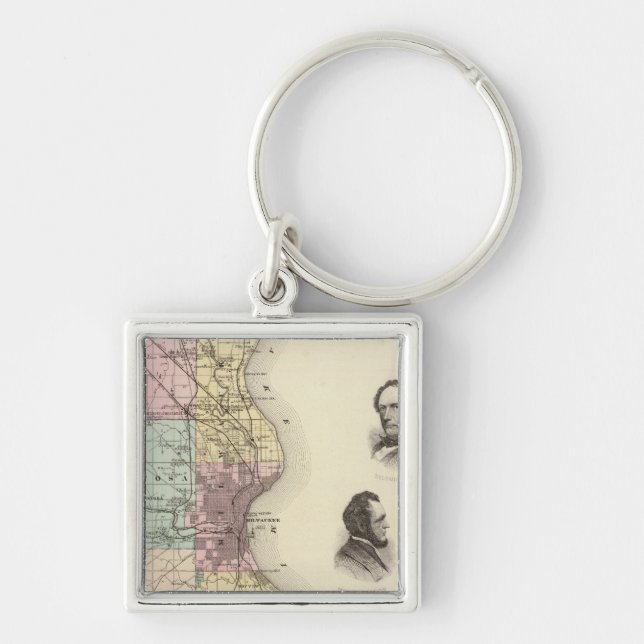 Map of Milwaukee County, State of Wisconsin Key Ring (Front)