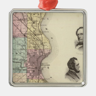 Map of Milwaukee County, State of Wisconsin Metal Ornament