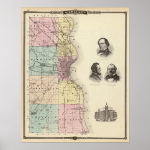 Map of Milwaukee County, State of Wisconsin Poster