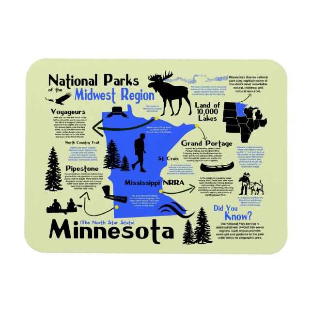 Map of Minnesota National Parks Magnet (Horizontal)