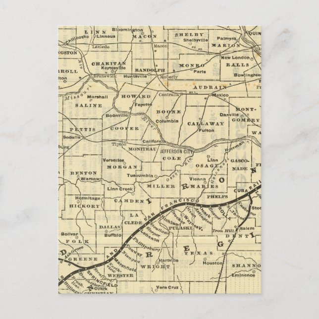 Map of Missouri 2 Postcard (Front)