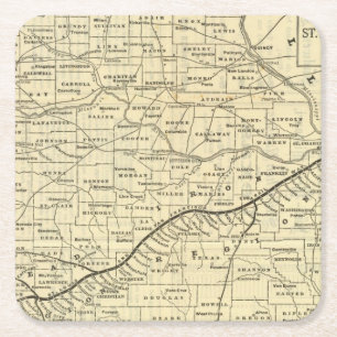 Map of Missouri 2 Square Paper Coaster