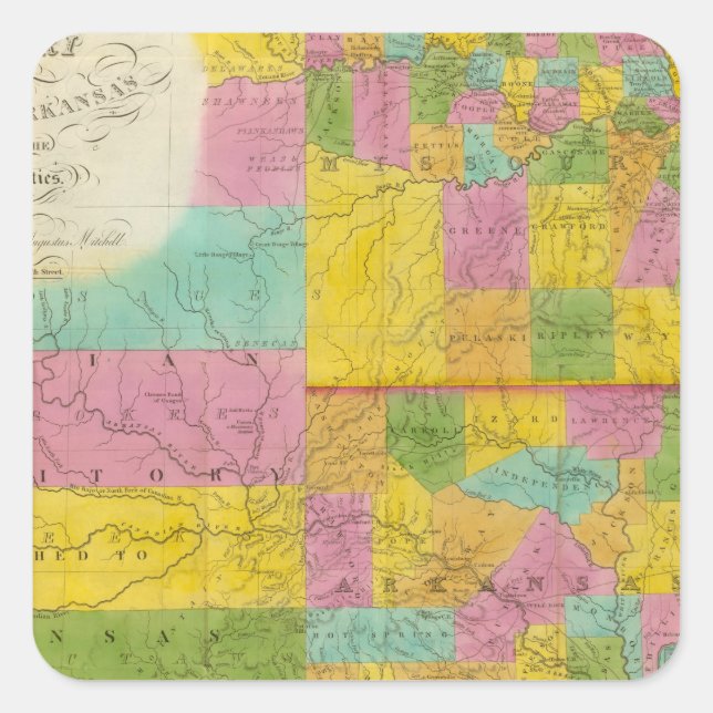 Map of Missouri Square Sticker (Front)