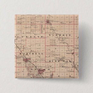 Map of Mitchell County, State of Iowa 15 Cm Square Badge