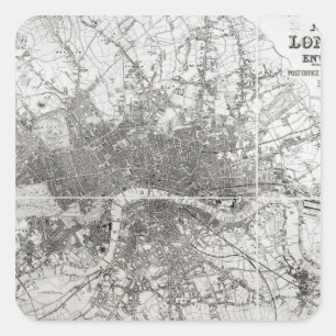 Map of Modern London and its Environs, 1854 Square Sticker