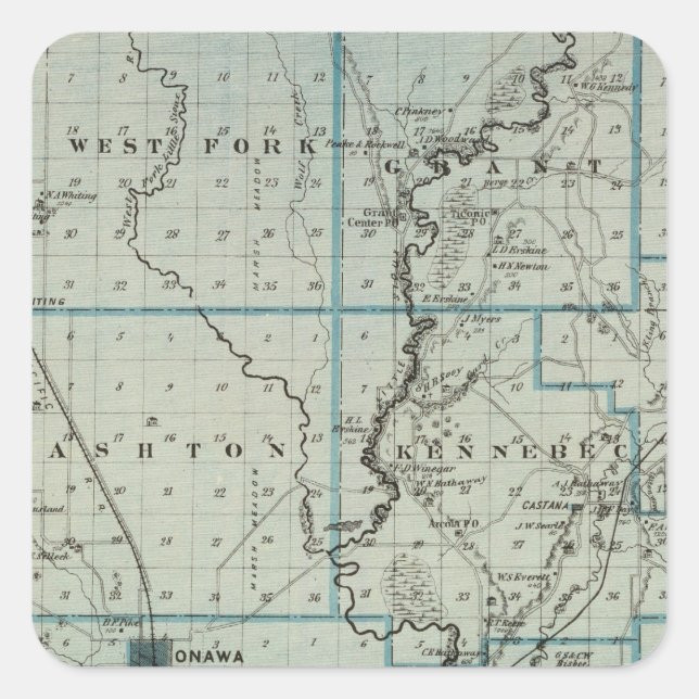 Map of Monona County, State of Iowa 2 Square Sticker (Front)