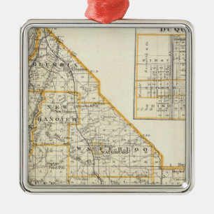 Map of Monroe County, DuQuoin and Waterloo Metal Ornament