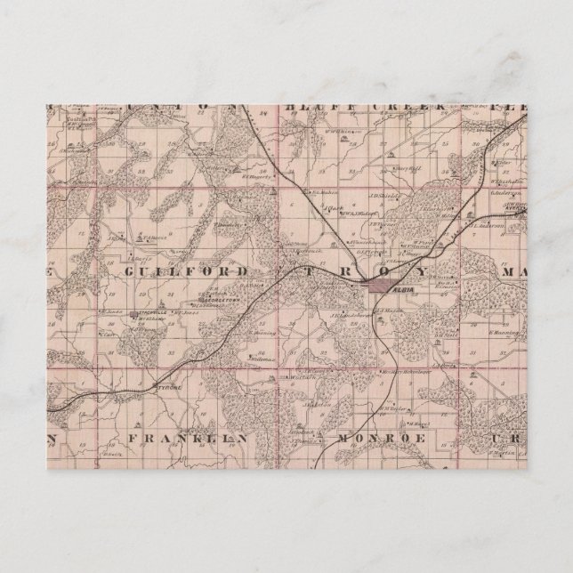 Map of Monroe County, State of Iowa Postcard (Front)