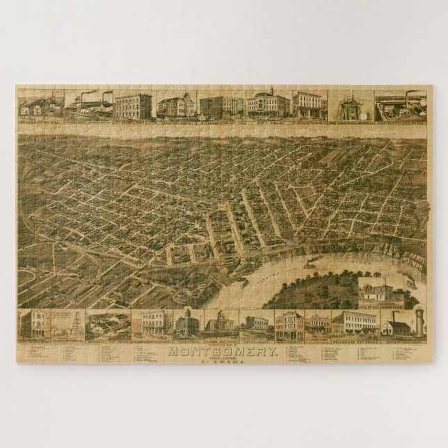 Map of Montgomery, Capital of Alabama (1887) Jigsaw Puzzle (Horizontal)