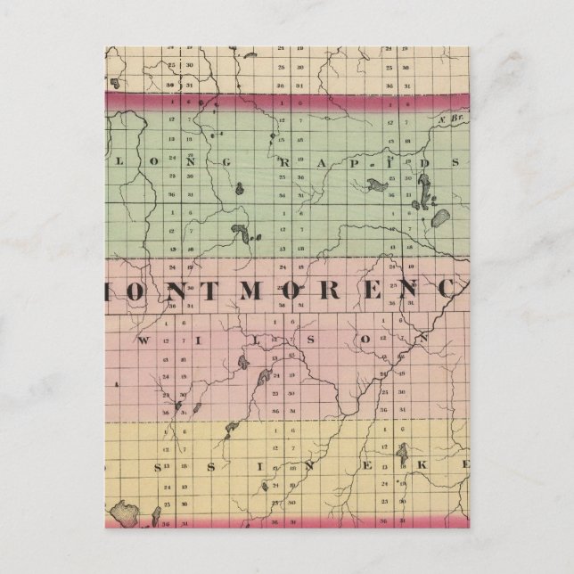 Map of Montmorency County, Michigan Postcard (Front)