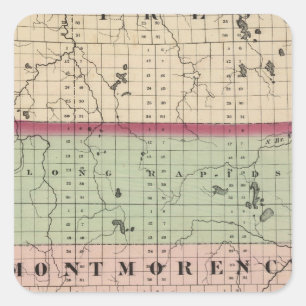 Map of Montmorency County, Michigan Square Sticker
