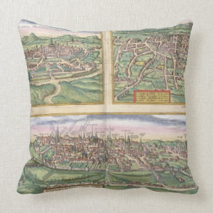 Map of Montpellier, Tours, and Poitiers, from 'Civ Cushion