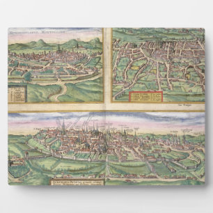 Map of Montpellier, Tours, and Poitiers, from 'Civ Plaque