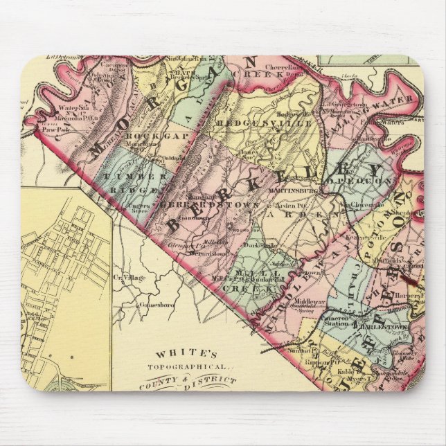 Map of Morgan, Berkeley, and Jefferson counties Mouse Pad (Front)