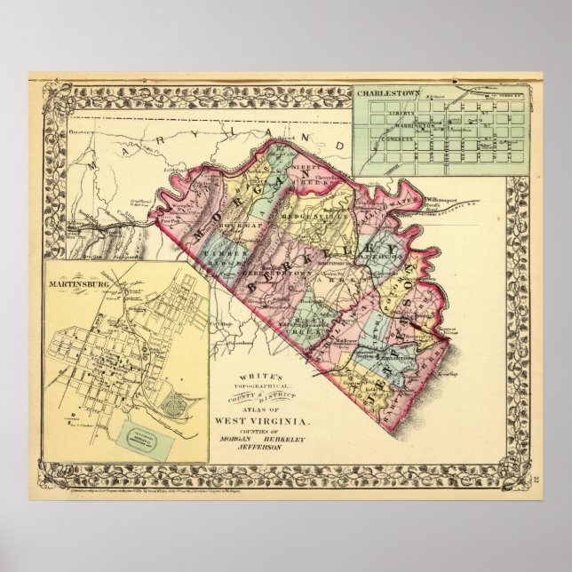 Map of Morgan, Berkeley, and Jefferson counties Poster (Front)
