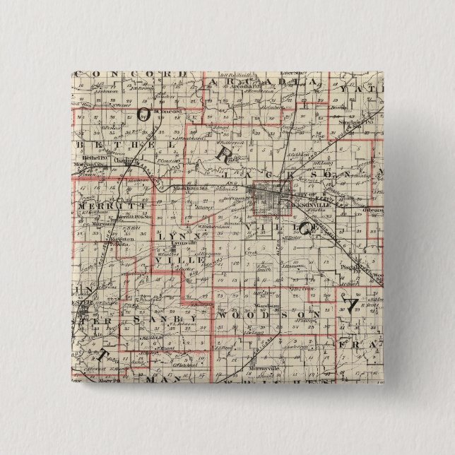 Map of Morgan & Scott counties 15 Cm Square Badge (Front)