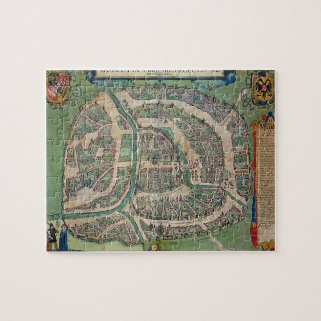 Map of Moscow, from 'Civitates Orbis Terrarum' by Jigsaw Puzzle (Horizontal)