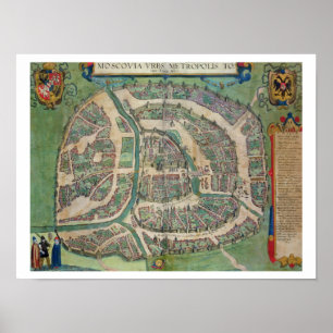 Map of Moscow, from 'Civitates Orbis Terrarum' by Poster