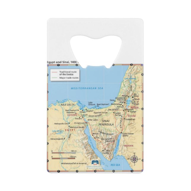 Map of Moses Exodus Egypt and Sinai 1400 to 1200 B (Front)