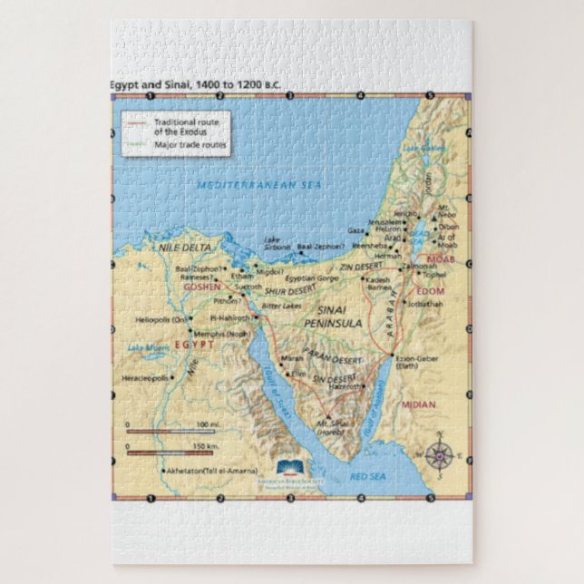 Map of Moses Exodus Egypt and Sinai 1400 to 1200 Jigsaw Puzzle (Vertical)