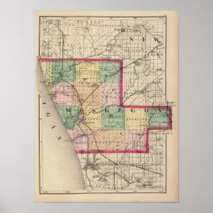 Map of Muskegon County, Michigan Poster