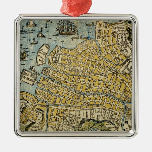 Map of Nagasaki Metal Tree Decoration (Front)