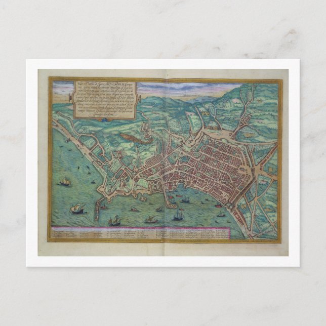 Map of Naples, from 'Civitates Orbis Terrarum' by Postcard (Front)